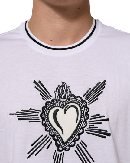 Dolce & Gabbana White Sacred Heart Short Sleeve Men T-shirt
