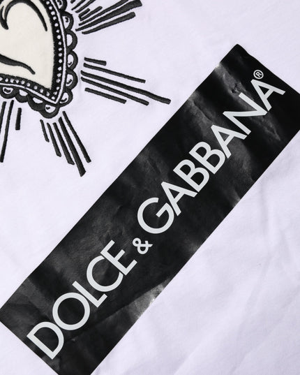 Dolce & Gabbana White Sacred Heart Short Sleeve Men T-shirt