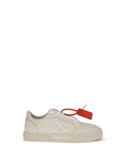 Off-White Beige Leather Low Top Sneakers