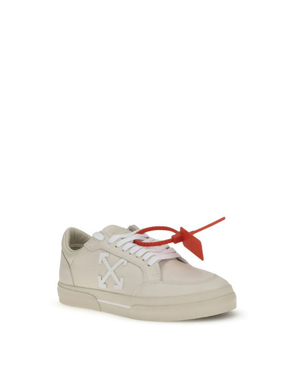 Off-White Beige Leather Low Top Sneakers