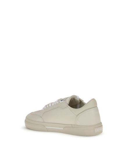 Off-White Beige Leather Low Top Sneakers