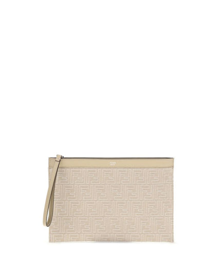 Fendi Cream Cotton Clutch Bag