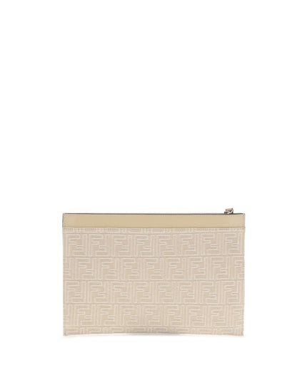 Fendi Cream Cotton Clutch Bag