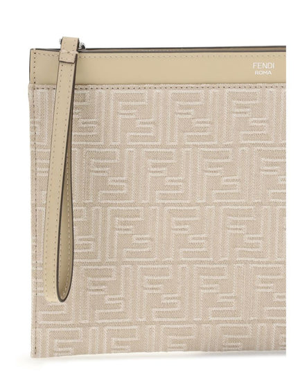 Fendi Cream Cotton Clutch Bag