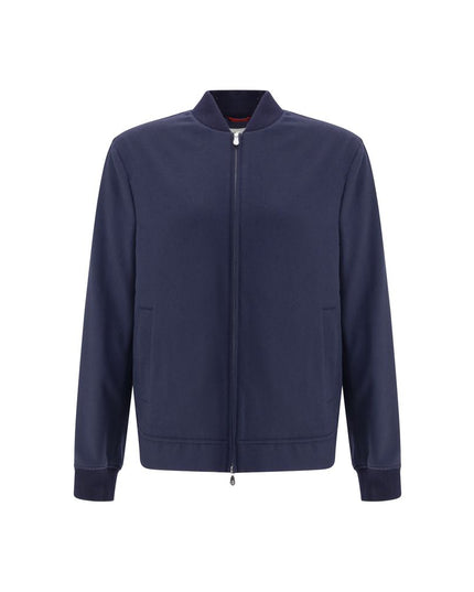 Brunello Cucinelli Blue Cashmere Bomber