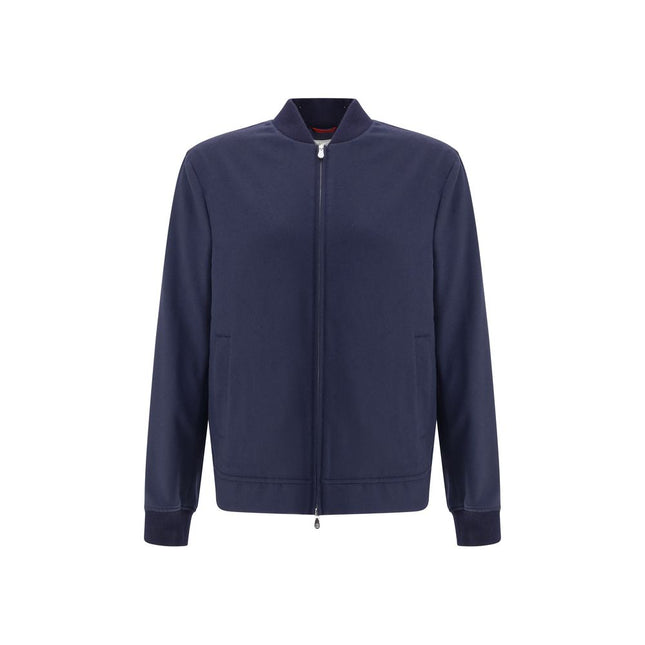 Brunello Cucinelli Blue Cashmere Bomber