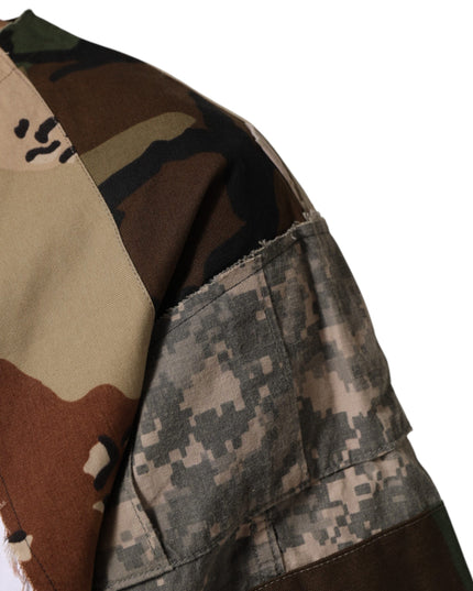 Dolce & Gabbana White Camouflage Patckwork Men Cotton T-shirt