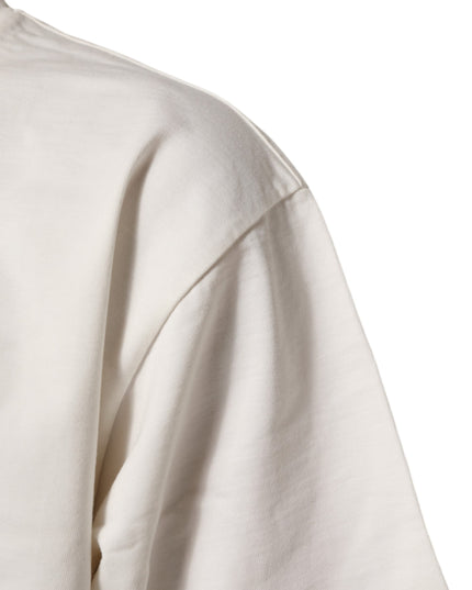 Dolce & Gabbana White Logo Print Cotton Crew Neck Men T-shirt