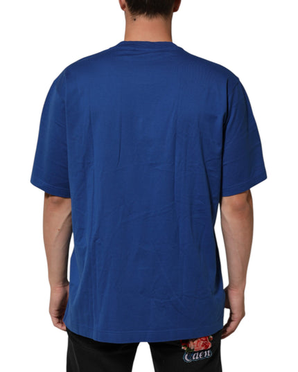 Dolce & Gabbana Blue Logo Print Cotton Crew Neck Men T-shirt