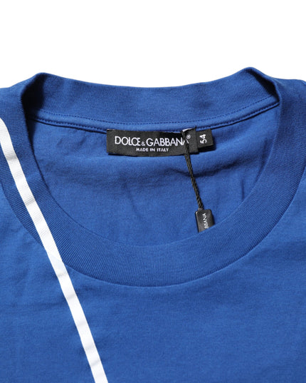 Dolce & Gabbana Blue Logo Print Cotton Crew Neck Men T-shirt