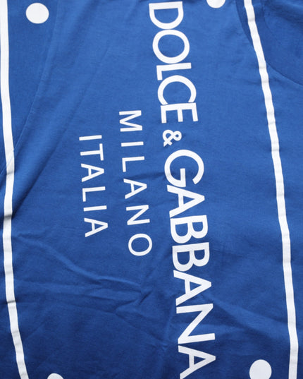 Dolce & Gabbana Blue Logo Print Cotton Crew Neck Men T-shirt