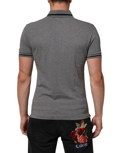 Dolce & Gabbana Gray Logo Embroidery Collared Polo T-shirt