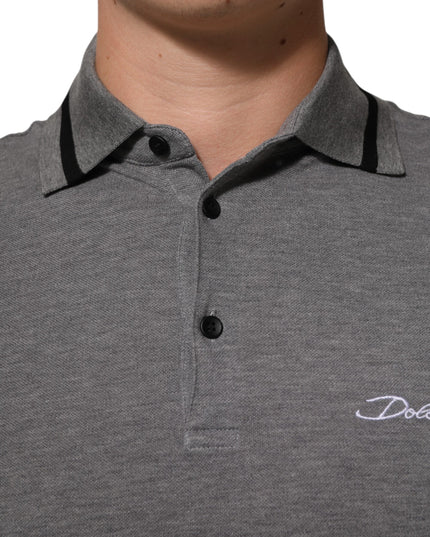 Dolce & Gabbana Gray Logo Embroidery Collared Polo T-shirt