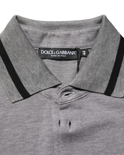Dolce & Gabbana Gray Logo Embroidery Collared Polo T-shirt