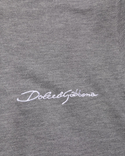 Dolce & Gabbana Gray Logo Embroidery Collared Polo T-shirt