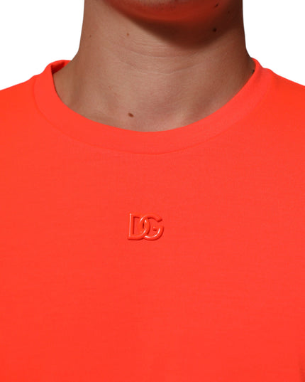 Dolce & Gabbana Neon Orange Polyester Men Crew Neck T-shirt