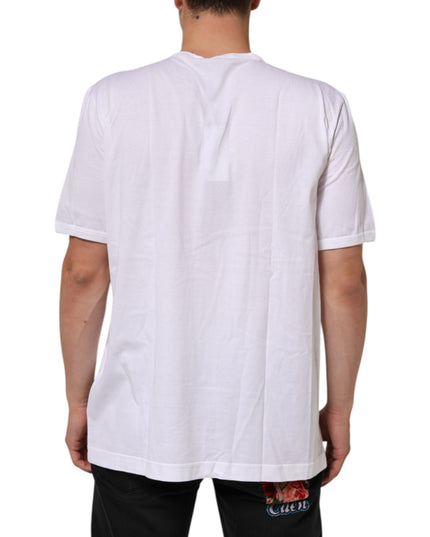 Dolce & Gabbana White Cotton V-Neck Short Sleeves T-shirt