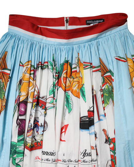 Dolce & Gabbana White Calendar Print Cotton Gathered Maxi Skirt