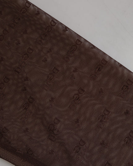Dolce & Gabbana Brown Nylon Logo Lace Leggings Pants Underwear