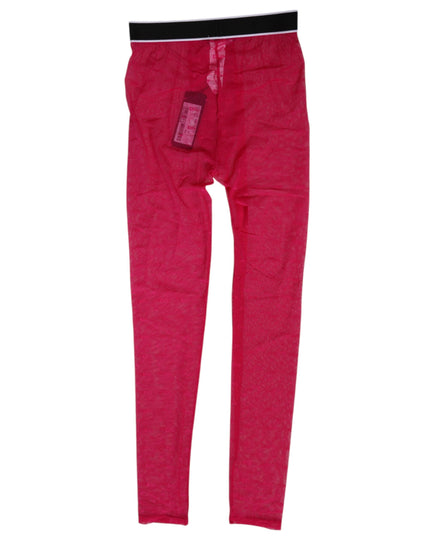 Dolce & Gabbana Fuchsia Nylon Logo Lace Leggings Pants Underwear