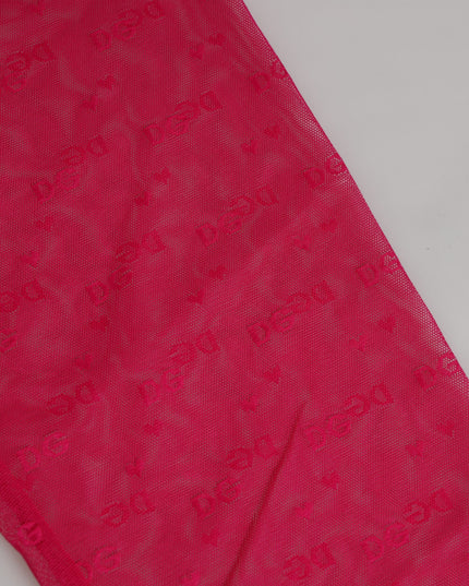 Dolce & Gabbana Fuchsia Logo Lace Tight Midi Trousers Underwear