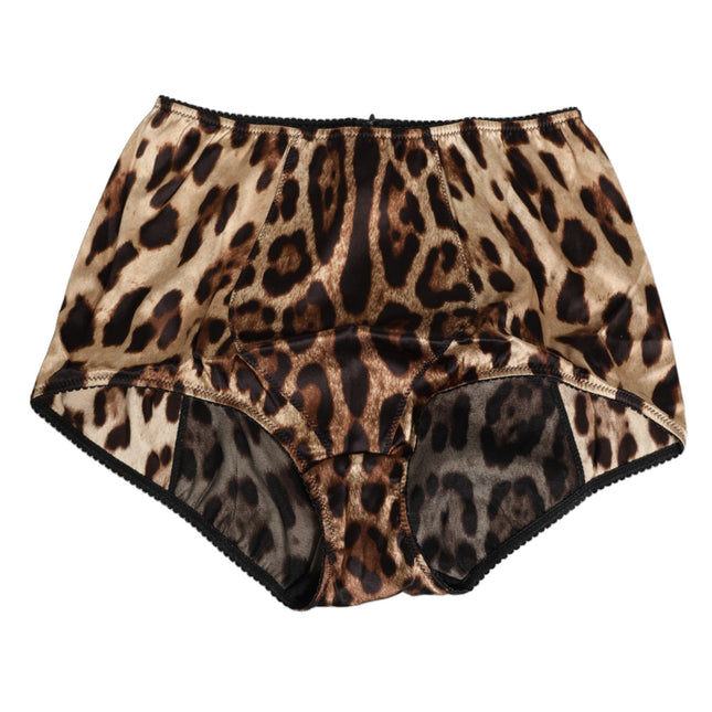 Dolce & Gabbana Multicolor Leopard Silk High Waist Girdle Underwear