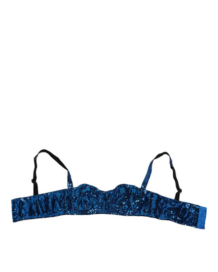 Dolce & Gabbana Blue Sequin Embellished Balconnet Bra Underwear