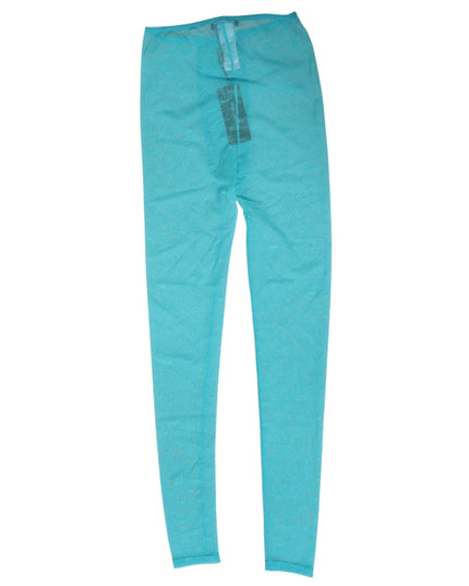 Dolce & Gabbana Light Blue Nylon Logo Lace Leggings Pants Underwear