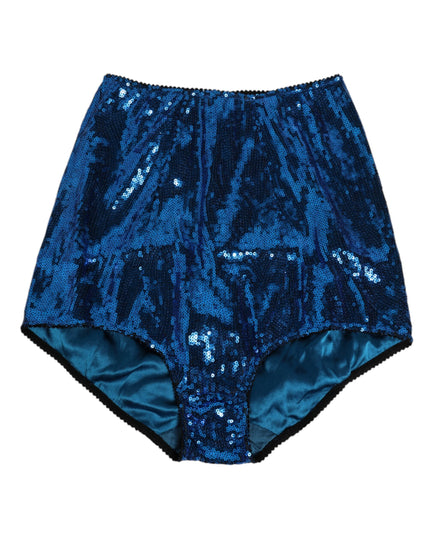 Dolce & Gabbana Blue Sequin Embellished High Waist Girdle Underwear