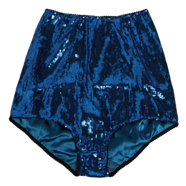 Dolce & Gabbana Blue Sequin Embellished High Waist Girdle Underwear