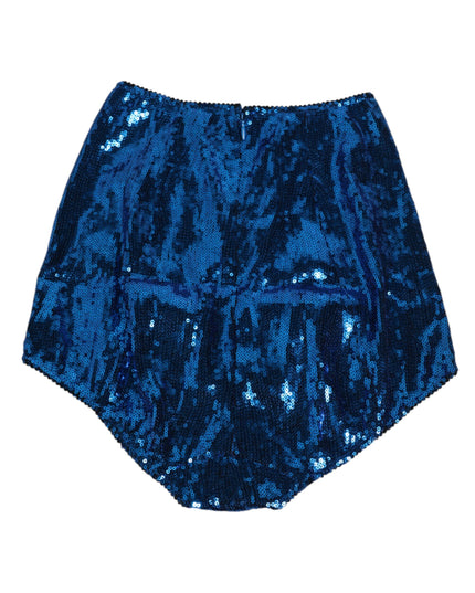 Dolce & Gabbana Blue Sequin Embellished High Waist Girdle Underwear