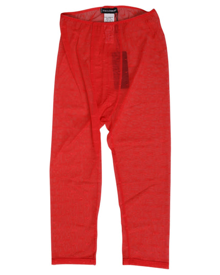 Dolce & Gabbana Red Logo Lace Tight Midi Trousers Underwear