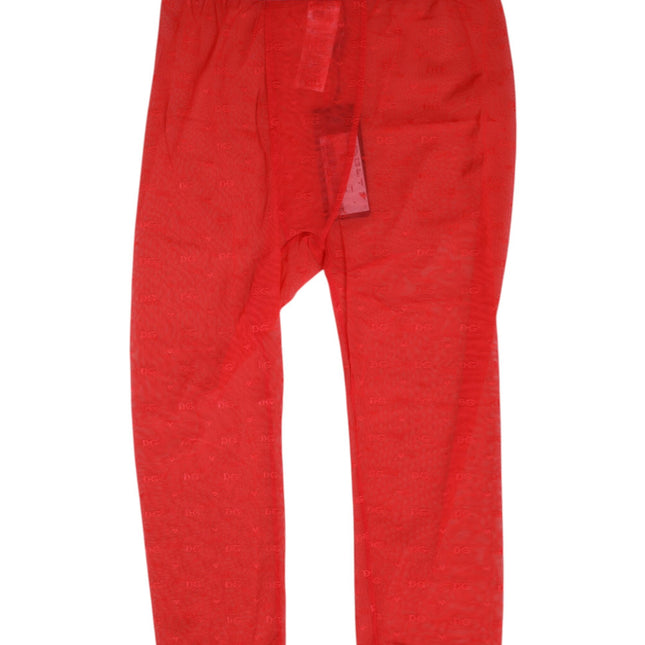 Dolce & Gabbana Red Logo Lace Tight Midi Trousers Underwear