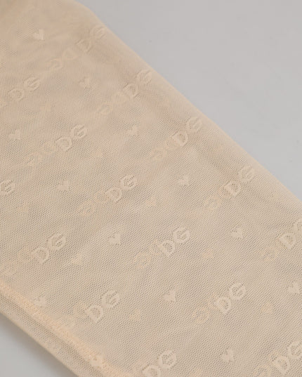 Dolce & Gabbana Beige Nylon Logo Lace Leggings Pants Underwear