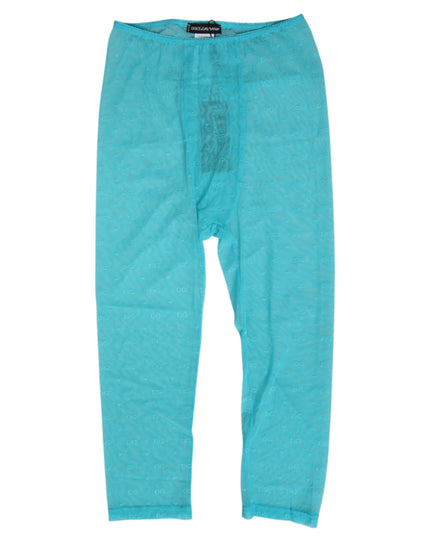 Dolce & Gabbana Light Blue Logo Lace Tight Midi Trouser  Underwear