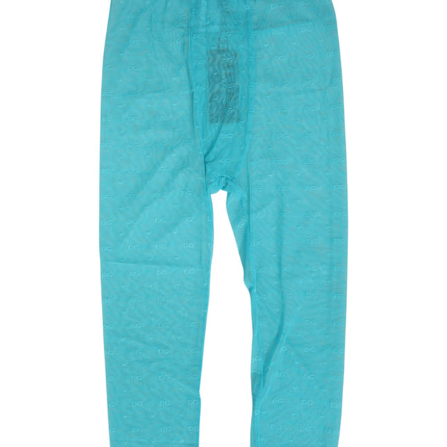 Dolce & Gabbana Light Blue Logo Lace Tight Midi Trouser  Underwear