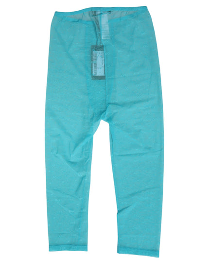 Dolce & Gabbana Light Blue Logo Lace Tight Midi Trouser  Underwear