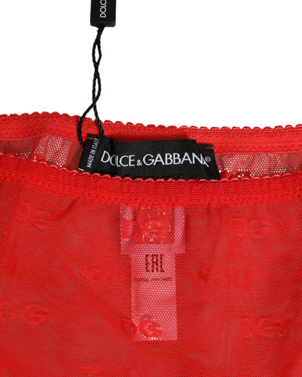 Dolce & Gabbana Red Nylon Sheer Mesh Lace Brief Panty Underwear