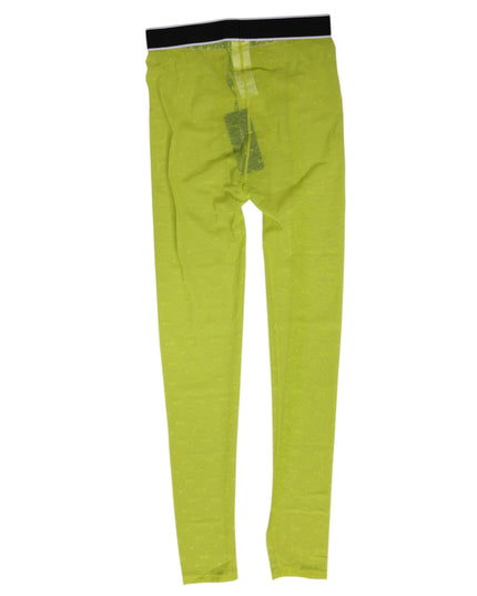 Dolce & Gabbana Neon Green Nylon Logo Lace Leggings Pants Underwear