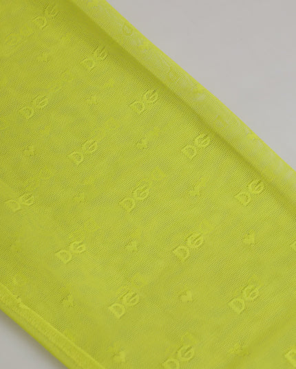 Dolce & Gabbana Neon Green Nylon Logo Lace Leggings Pants Underwear