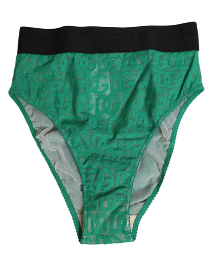 Dolce & Gabbana Green DG Logo Lace High Brief Panty Underwear