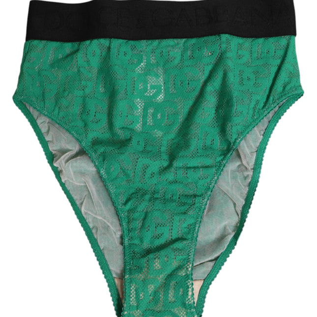 Dolce & Gabbana Green DG Logo Lace High Brief Panty Underwear