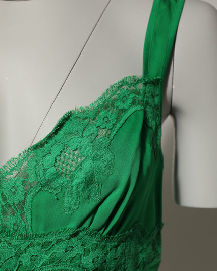 Dolce & Gabbana Green Floral Lace Tank Lingerie Top Underwear