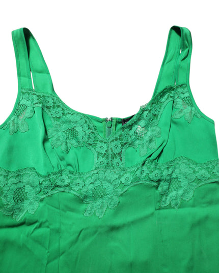 Dolce & Gabbana Green Floral Lace Tank Lingerie Top Underwear