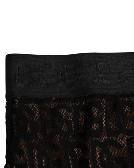 Dolce & Gabbana Black DG Logo Lace High Brief Panty Underwear
