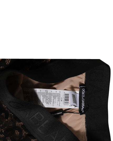 Dolce & Gabbana Black DG Logo Lace High Brief Panty Underwear