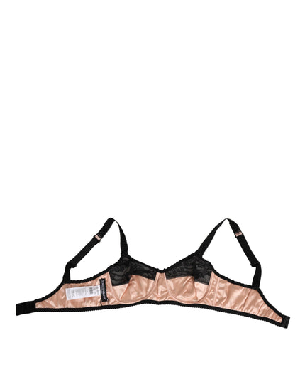 Dolce & Gabbana Beige Silk Heart Print Soft Cup Bra Underwear