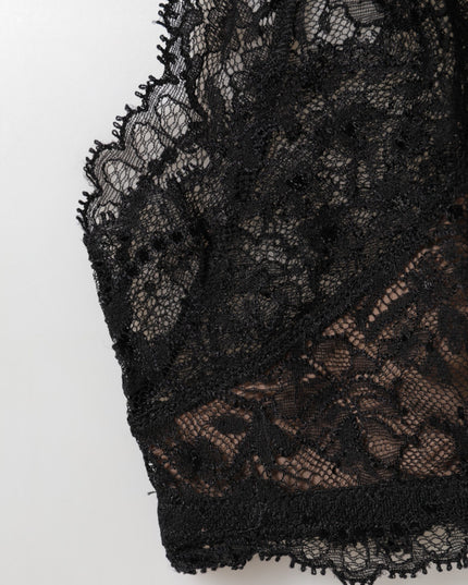 Dolce & Gabbana Black Floral Lace Mesh High Brief Panty  Underwear