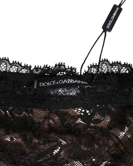 Dolce & Gabbana Black Floral Lace Mesh High Brief Panty  Underwear