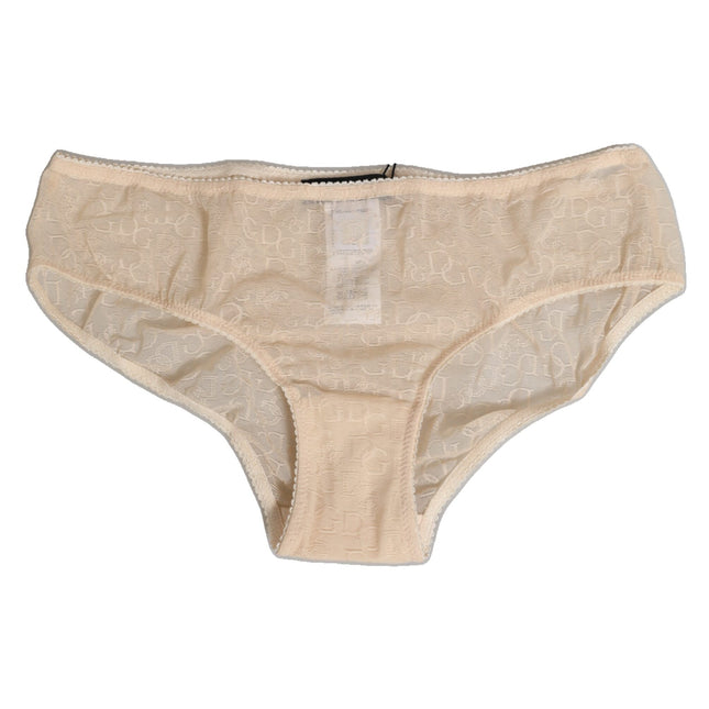 Dolce & Gabbana Beige DG Logo Lace Mid Waist Panty Underwear
